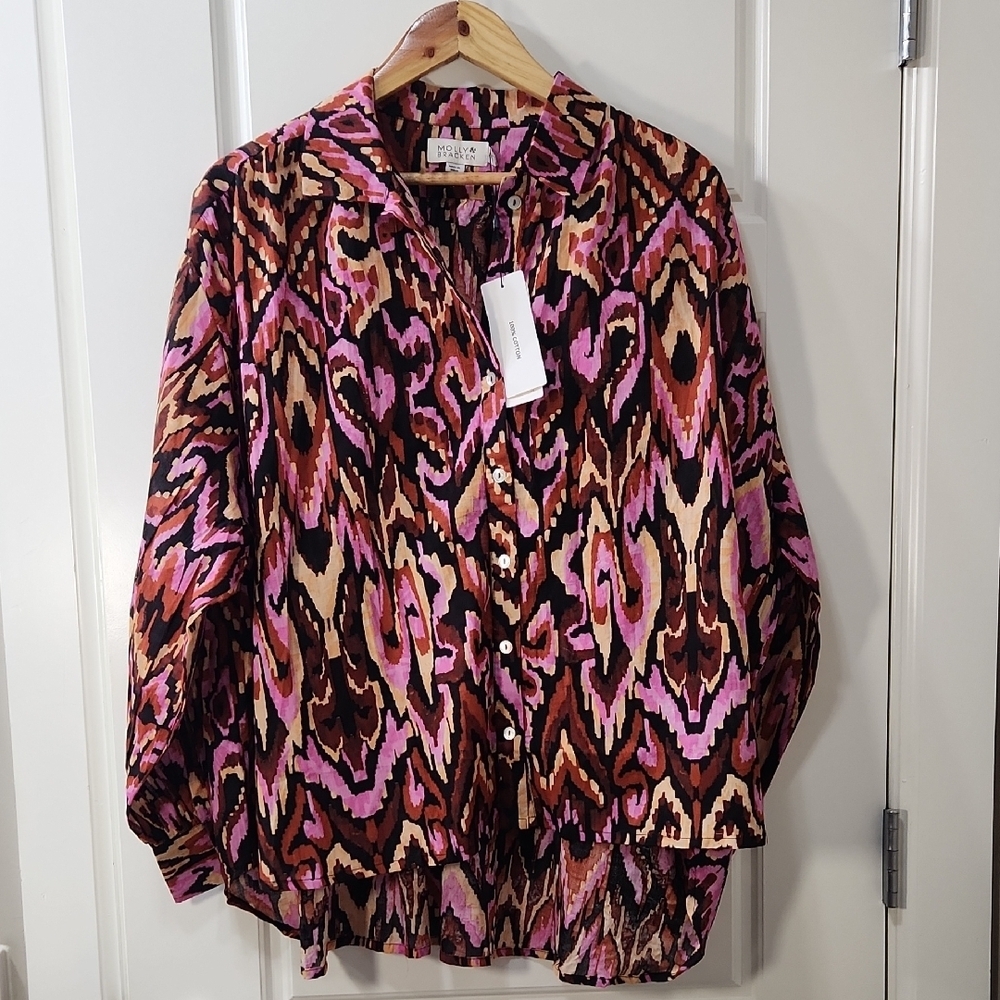 NWT - Molly Bracken Frolic Oversized Button Down Top - Medium